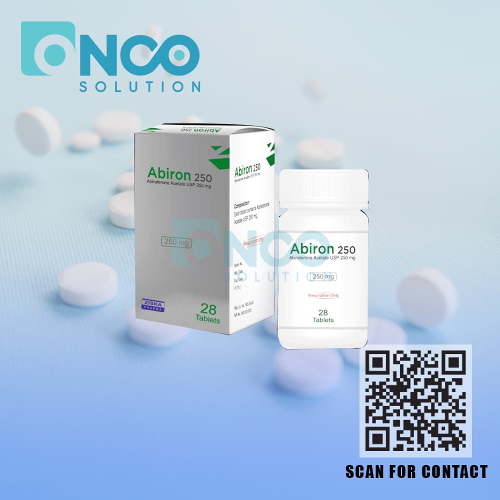 Abiron 250 mg (Abiraterone Acetate) Tablets - Prostate cancer treatment by Ziska Pharmaceuticals Limited, supplied by Onco Solution.