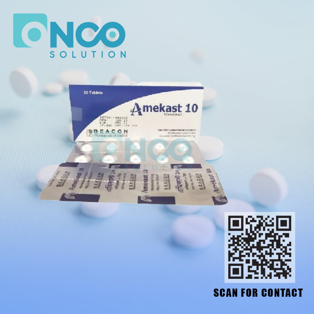 Amekast 10 MG (Montelukast) Tablets - Effective asthma and allergy relief by Beacon Pharmaceuticals, available from Onco Solution.