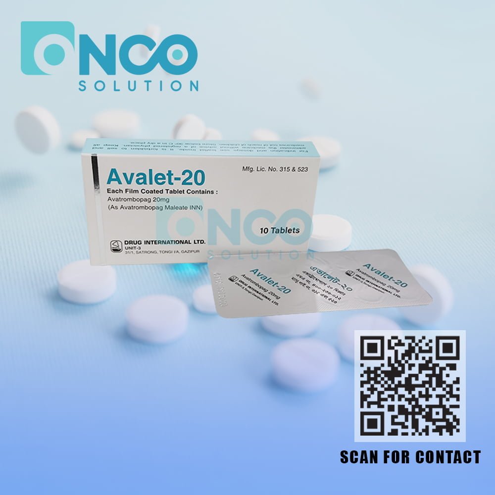 Avalet 20 MG (Avatrombopag) Tablets - Treatment for thrombocytopenia by Beacon Pharmaceuticals, available from Onco Solution.