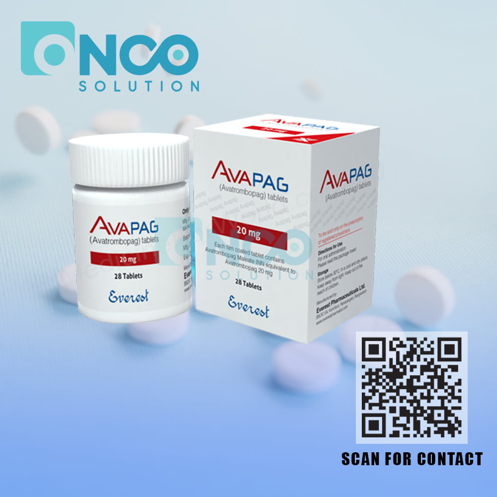 Avapag 20 MG (Avatrombopag) Tablets - Thrombocytopenia treatment by Everest Pharmaceutical Ltd, supplied by Onco Solution.