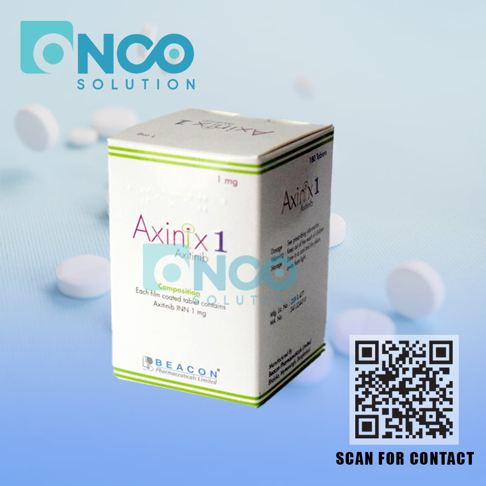 Axinix 1 MG (Axitinib) Tablets - Cancer therapy for advanced renal cell carcinoma by Beacon Pharmaceuticals Ltd., available from Onco Solution.