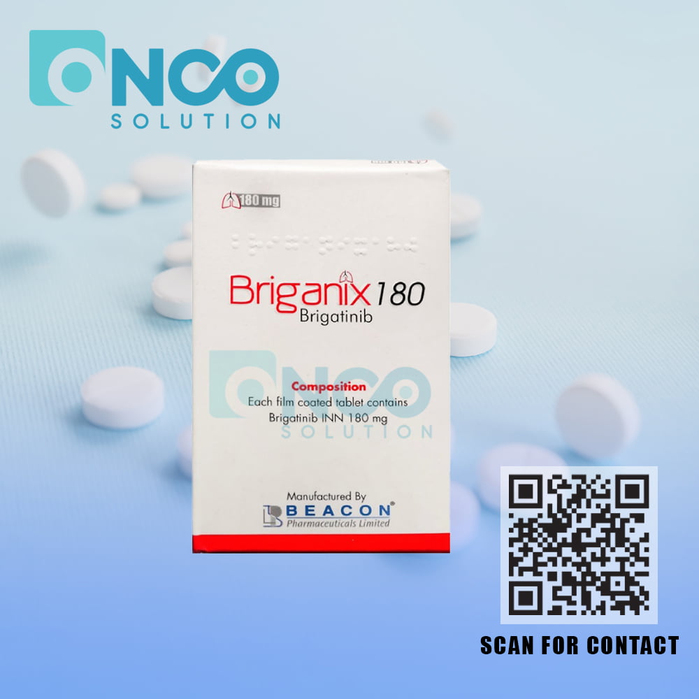 Briganix 180 MG (Brigatinib) Tablets - Targeted therapy for non-small cell lung cancer by Beacon Pharmaceuticals, available from Onco Solution.