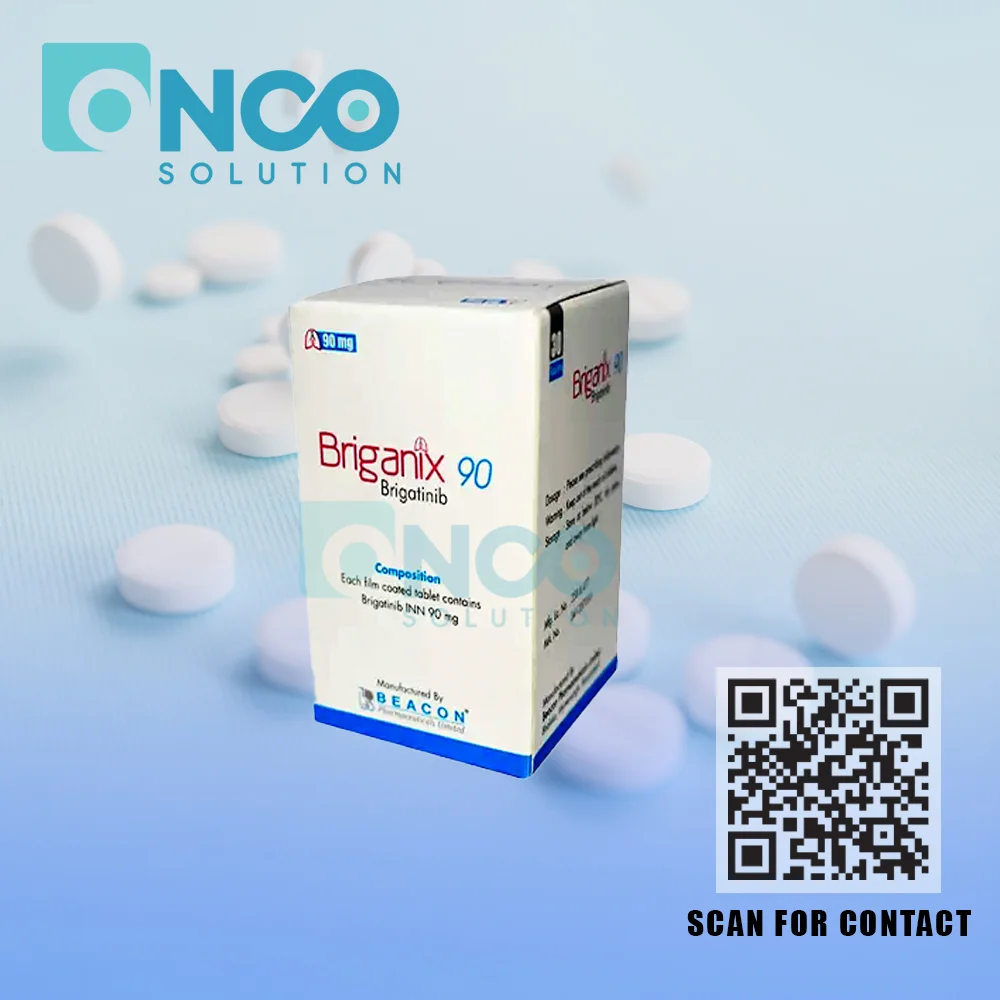 Briganix 90 MG (Brigatinib) Tablets for targeted lung cancer treatment, manufactured by Beacon Pharmaceuticals Ltd., supplied by Onco Solution