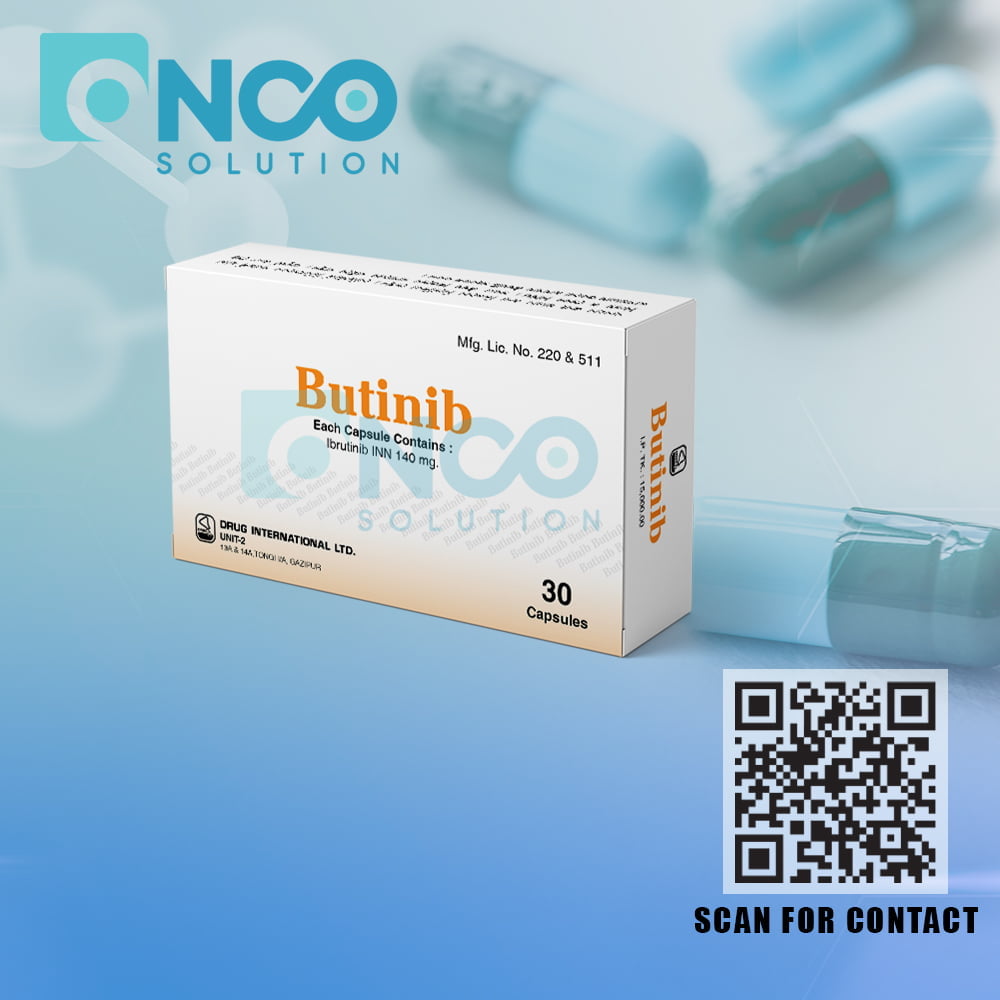 Butinib 140 MG (Ibrutinib) Capsules - Advanced treatment for blood cancers by Beacon Pharmaceuticals, available from Onco Solution.