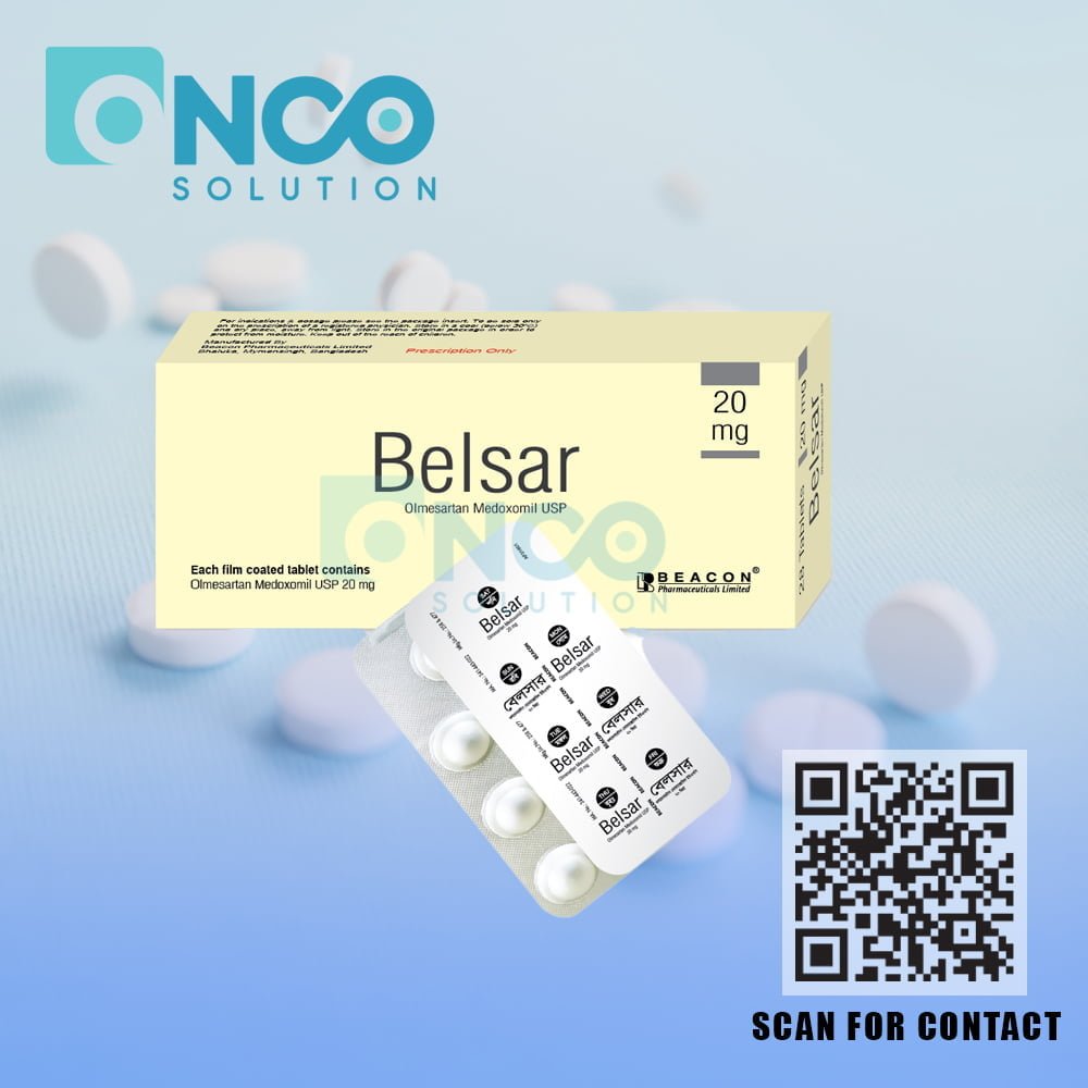 Belsar 20 MG (Olmesartan Medoxomil) Tablets - Effective hypertension treatment by Beacon Pharmaceuticals, available from Onco Solution