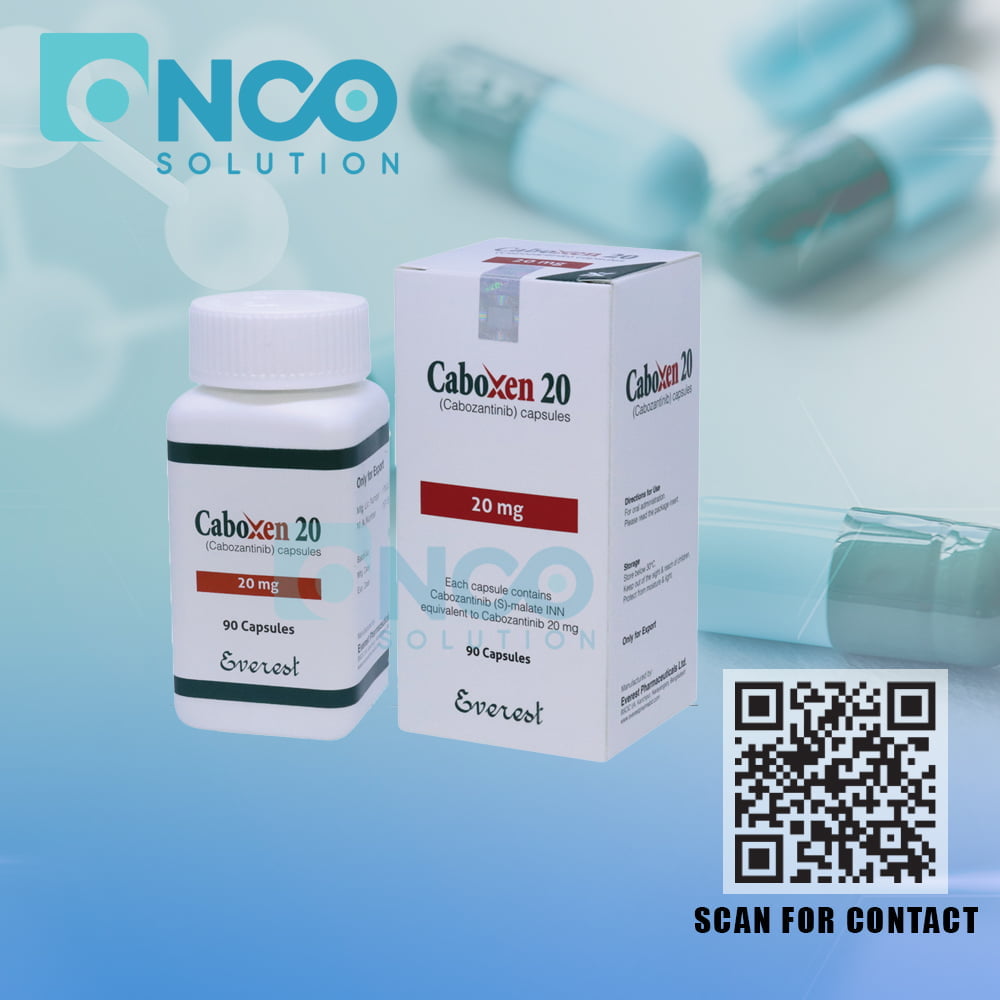 Caboxen 20 mg (Cabozantinib) Capsules for advanced cancer treatment by Everest Pharmaceutical Ltd., supplied by Onco Solution.