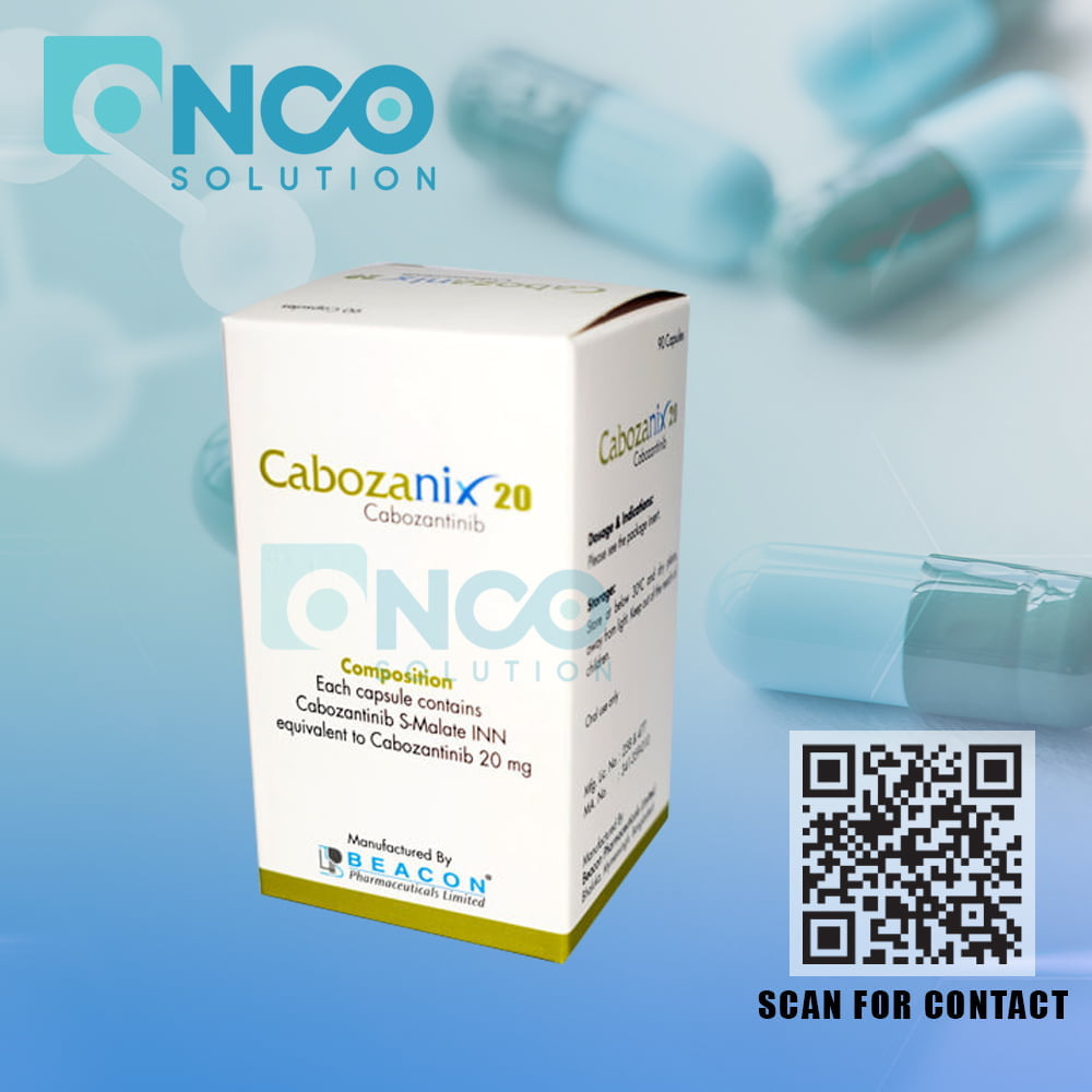 Cabozanix 20 MG (Cabozantinib) Tablets for advanced cancer treatment, manufactured by Beacon Pharmaceuticals Ltd., supplied by Onco Solution.