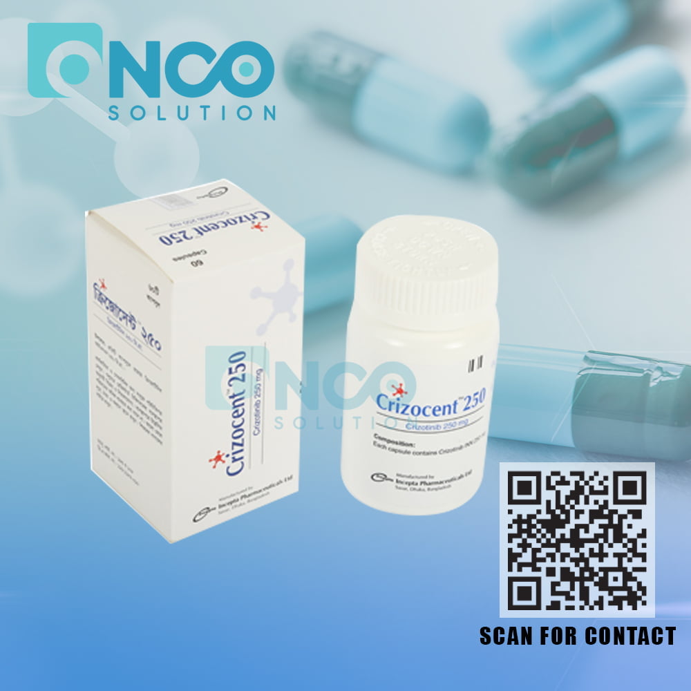 Crizocent 250 MG (Crizotinib) Capsules - Treatment for non-small cell lung cancer by Incepta Pharmaceuticals Ltd., available from Onco Solution.