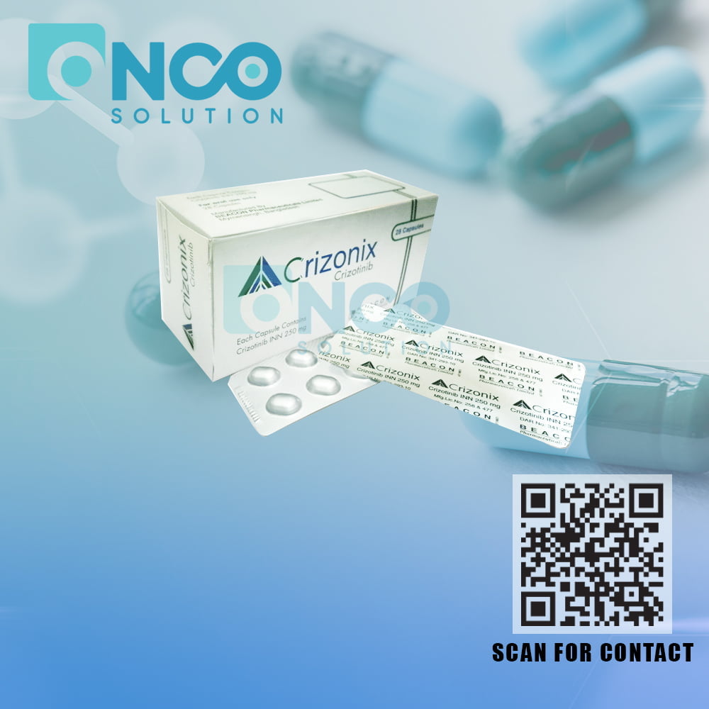 Crizonix 250 MG (Crizotinib) Capsules - Targeted therapy for ALK-positive cancers by Beacon Pharmaceuticals, available from Onco Solution.