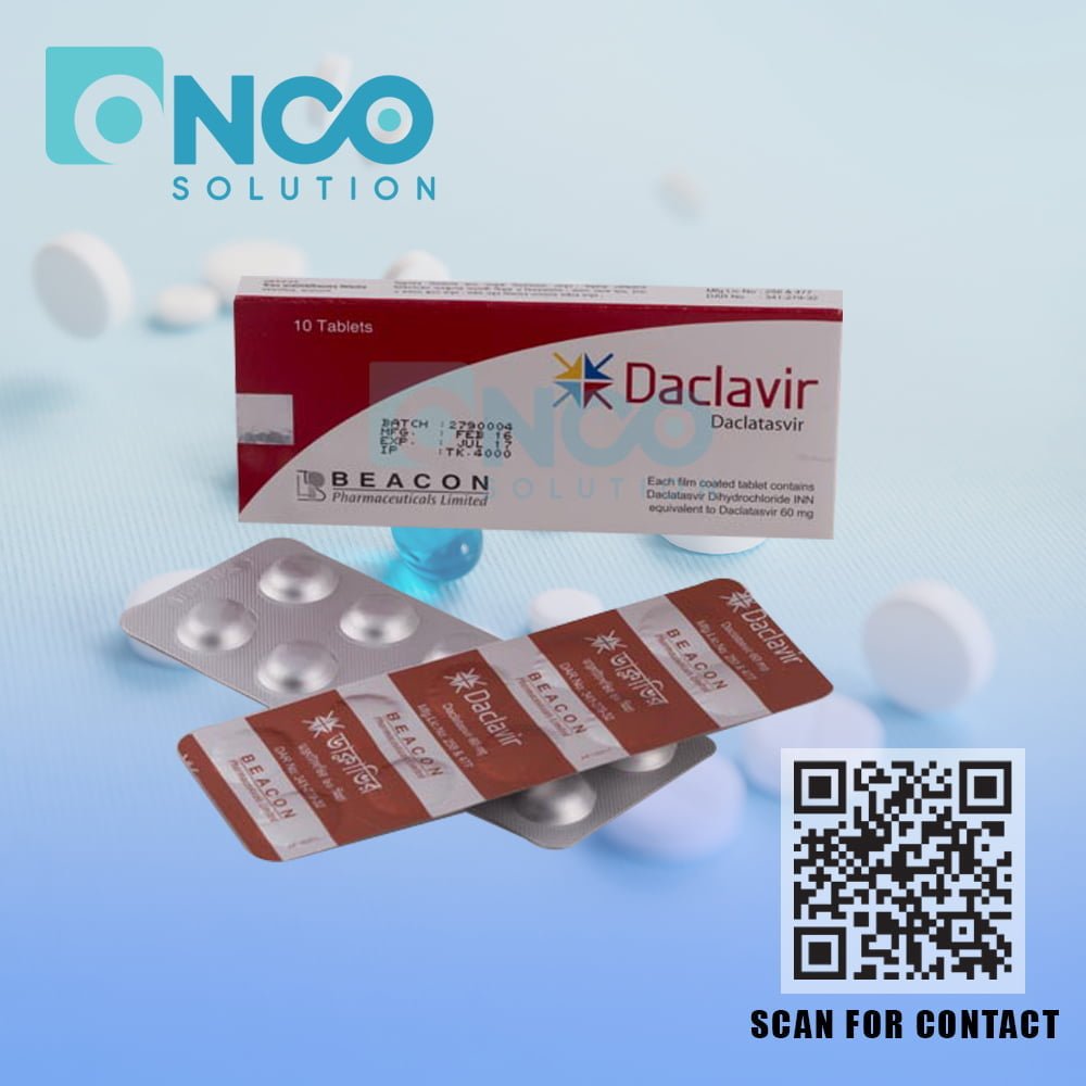 Daclavir 60 MG (Daclatasvir) Tablets - Antiviral treatment for Hepatitis C by Beacon Pharmaceuticals, available from Onco Solution.