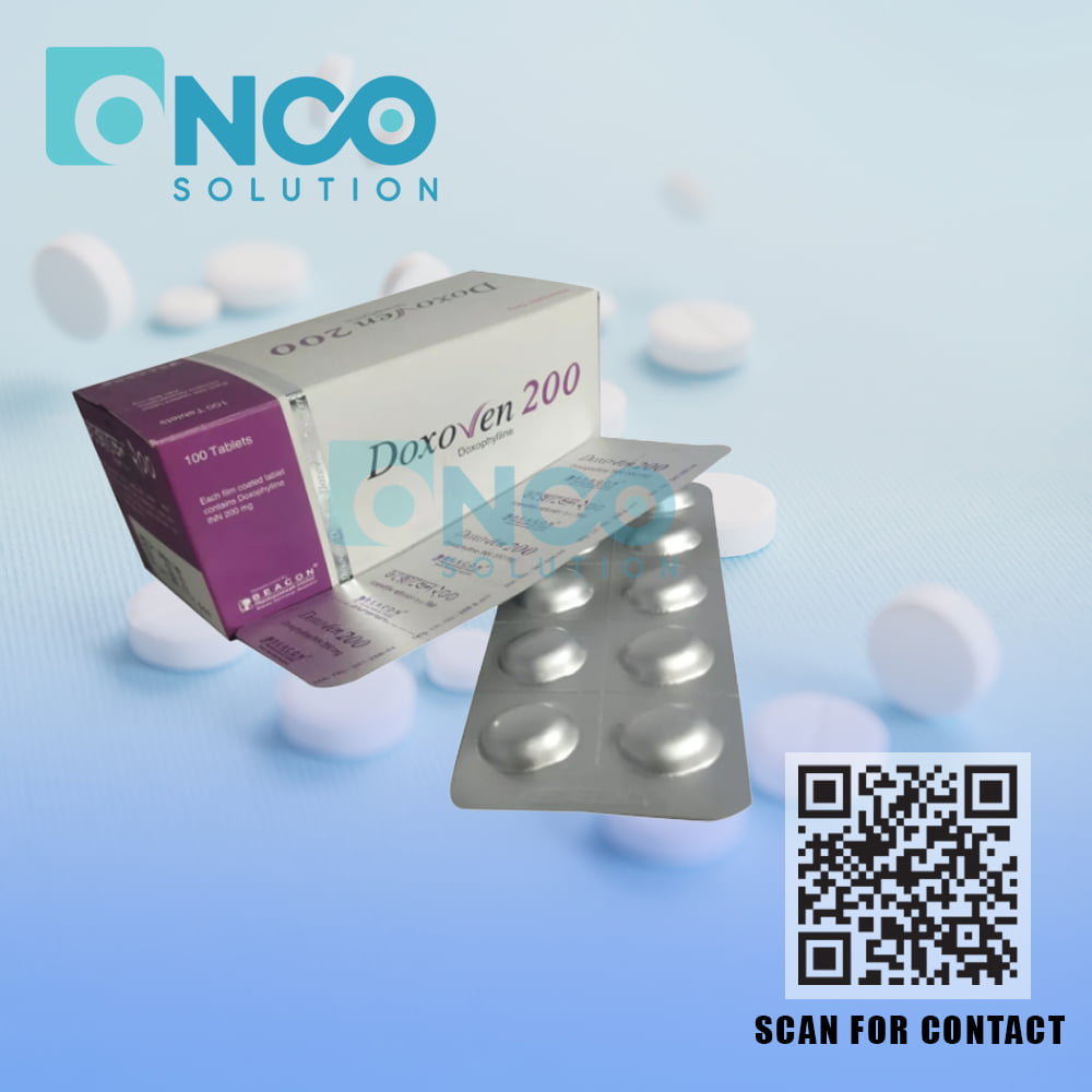 Doxoven 200 mg (Doxophylline) - Effective treatment for respiratory conditions by Beacon Pharmaceuticals, available from Onco Solution.