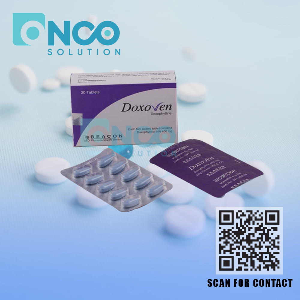 Doxoven 400 mg (Doxophylline) - Effective treatment for respiratory conditions by Beacon Pharmaceuticals, available from Onco Solution. Doxoven 400 mg