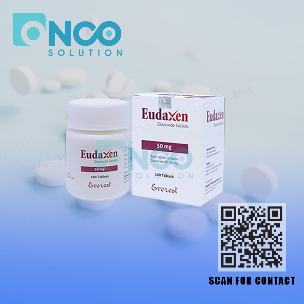 Eudaxen 50 MG (Diazoxide) Tablets - Medication for hypoglycemia by Beacon Pharmaceuticals, available from Onco Solution.