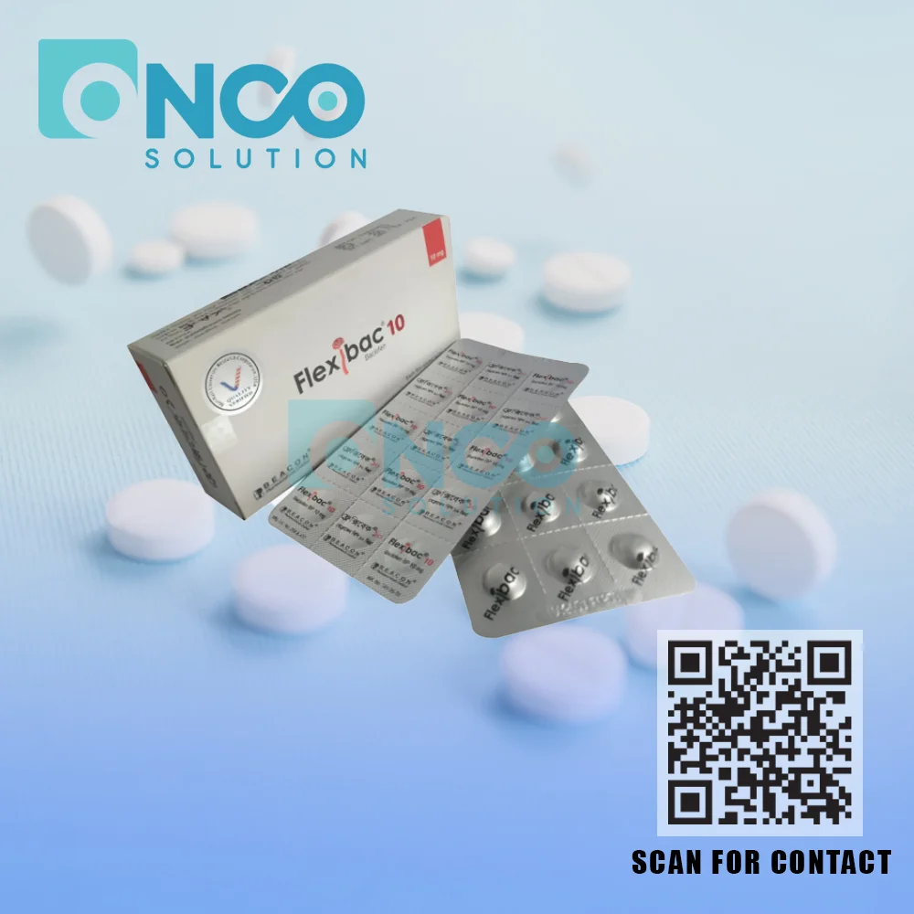 Flexibac 10 MG (Baclofen) Tablets - Muscle relaxant by Beacon Pharmaceuticals Ltd, supplied by Onco Solution.