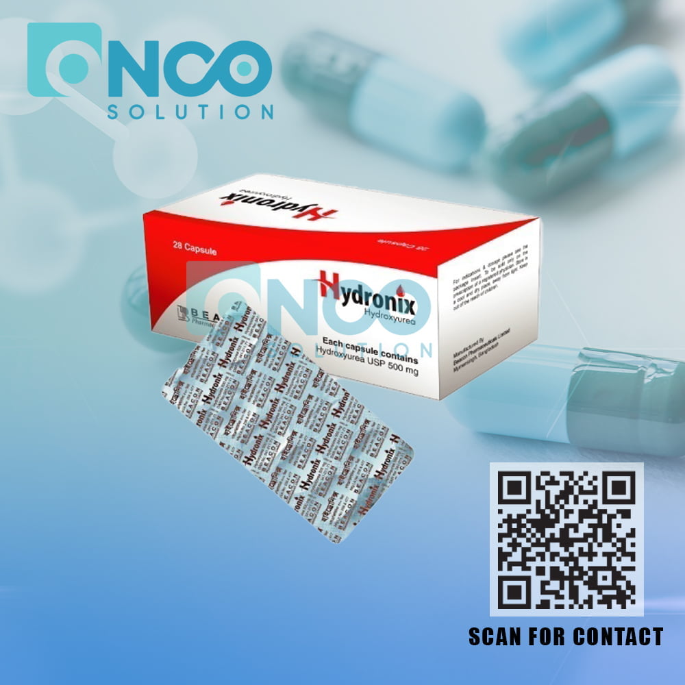 Hydronix 500 MG (Hydroxyurea) Capsules - Treatment for sickle cell anemia and cancer by Beacon Pharmaceuticals, available from Onco Solution.