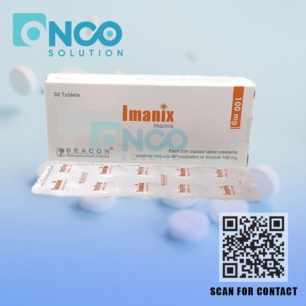 Imanix 100 MG (Imatinib) Tablets - Effective leukemia and GIST treatment by Beacon Pharmaceuticals, available from Onco Solution.