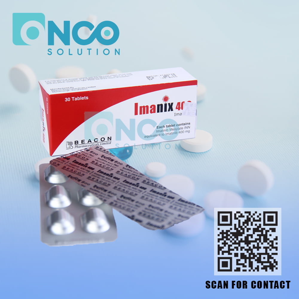 Imanix 400 MG (Imatinib) Tablets - Medication for chronic myeloid leukemia treatment by Beacon Pharmaceuticals, available from Onco Solution.