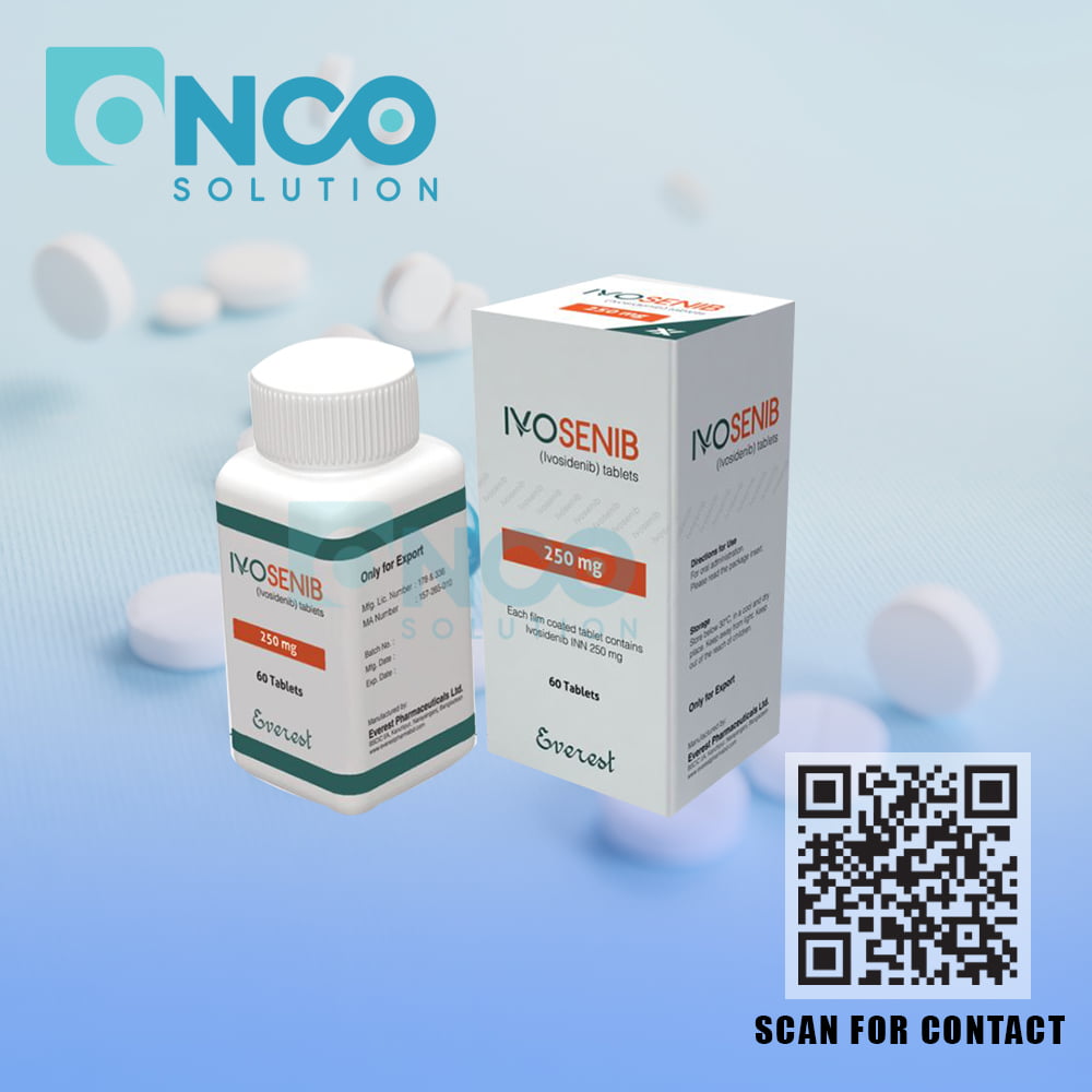 Ivosenib 250 MG (Ivosidenib) Tablets - Advanced treatment for IDH1-mutated cancers by Everest Pharmaceutical, available from Onco Solution.