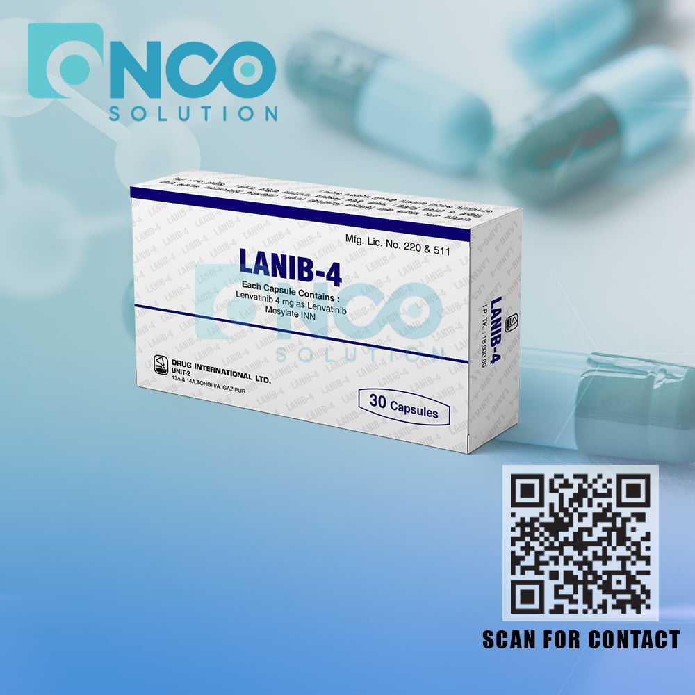 Lanib 4 MG (Lenvatinib) Capsules - Cancer treatment medication by Beacon Pharmaceuticals, available from Onco Solution.