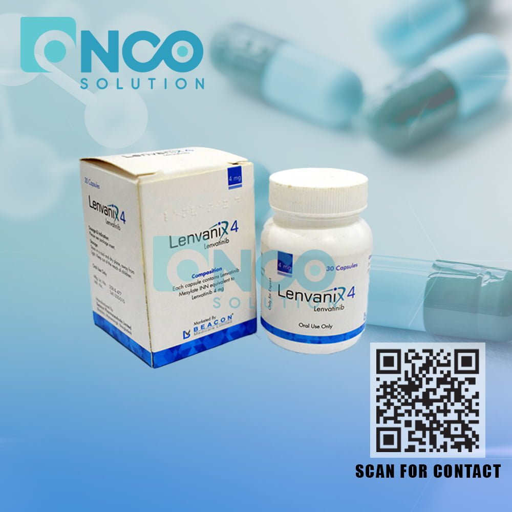 Lenvanix 40 MG (Lenvatinib) Capsules - Medication for thyroid cancer treatment by Beacon Pharmaceuticals, available from Onco Solution.