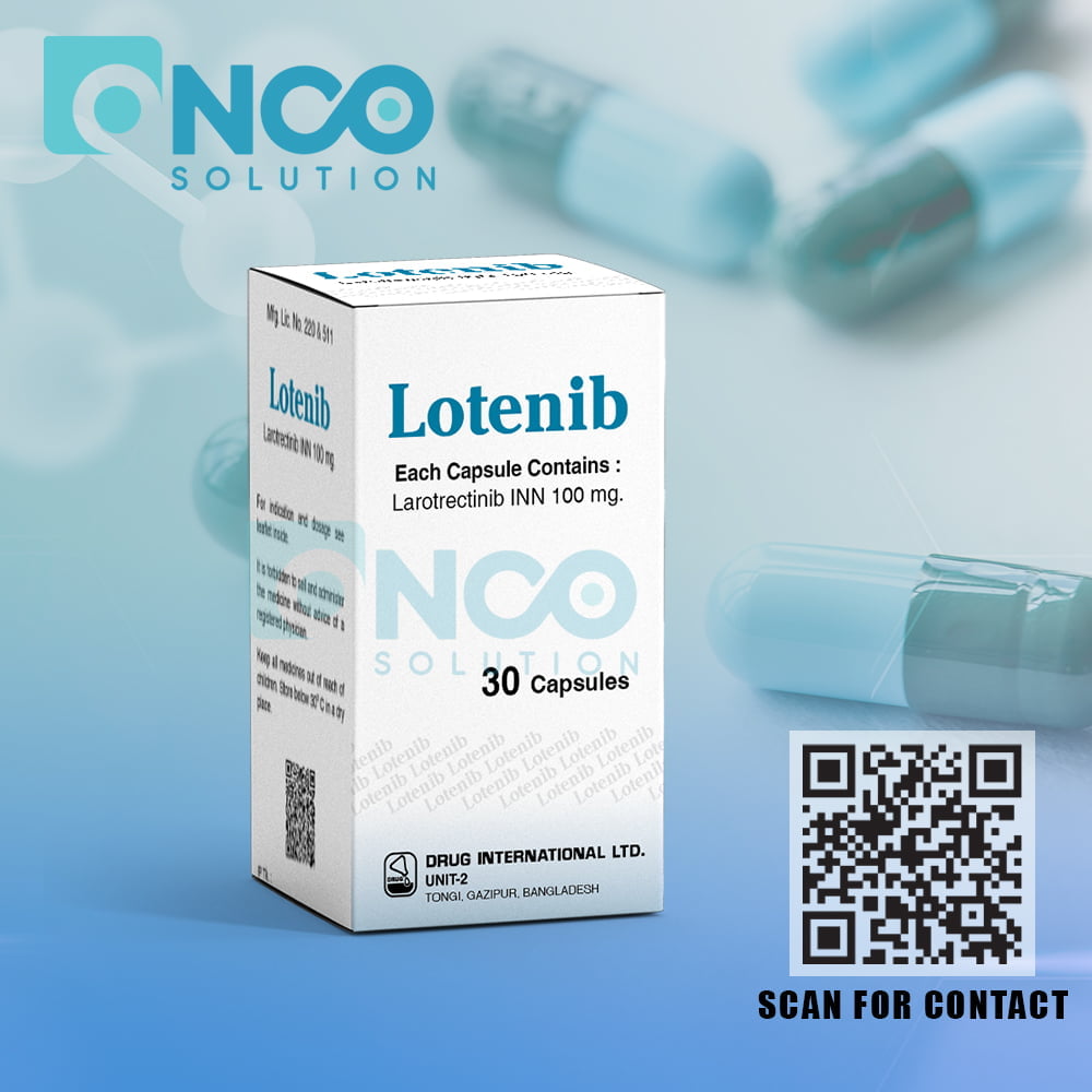 Lotenib 100 MG (Larotrectinib) Capsules for TRK fusion-positive cancers by Drug International Ltd., available from Onco Solution.