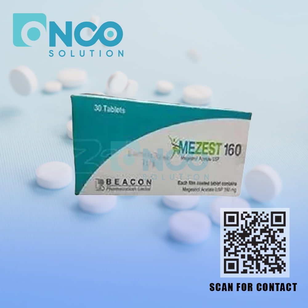 Mezest 160 MG (Megestrol Acetate) Tablets - Hormone therapy by Beacon Pharmaceuticals Ltd., available from Onco Solution.