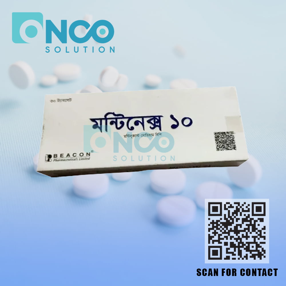 Montinex 10 MG (Montelukast) Tablets - Allergy and asthma relief by Beacon Pharmaceuticals, available from Onco Solution.