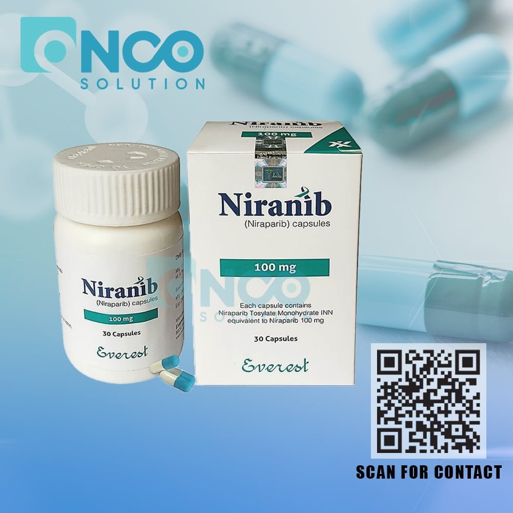 Niranib 100 MG (Niraparib) Capsules - Ovarian cancer treatment by Everest Pharmaceutical Ltd., supplied by Onco Solution.