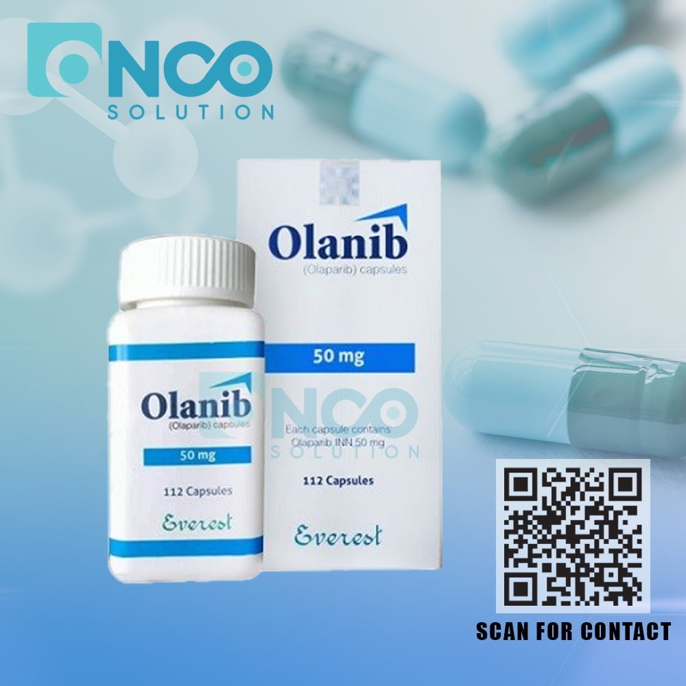 Olanib 50 MG (Olaparib) Capsules - Targeted therapy for cancer treatment by Everest Pharmaceuticals, available from Onco Solution.