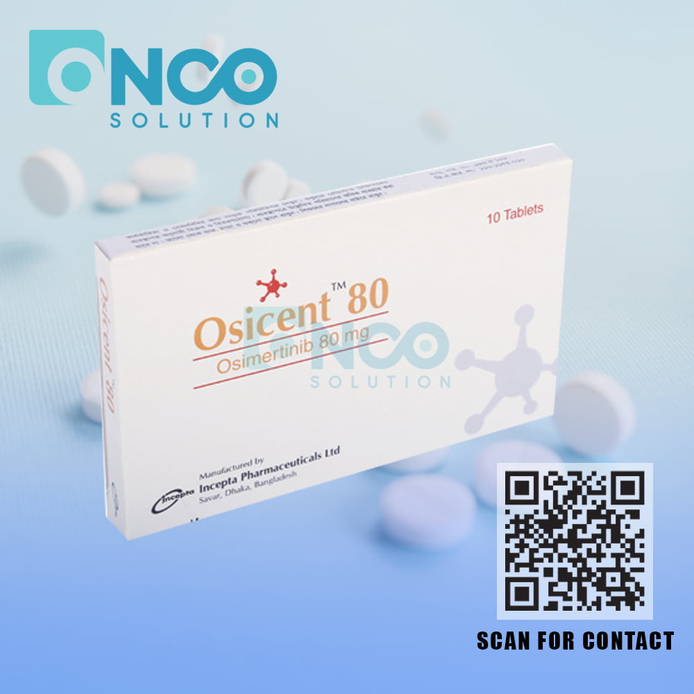 Osicent 80 MG (Osimertinib) Tablets - Advanced lung cancer treatment by Incepta Pharmaceuticals Ltd., supplied by Onco Solution.