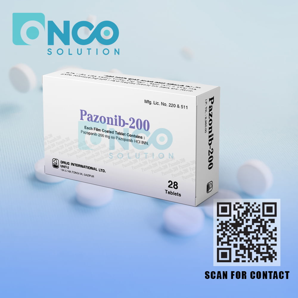 Pazonib 200 MG (Pazopanib) Tablets - Targeted therapy for advanced kidney cancer by Beacon Pharmaceuticals, available from Onco Solution.