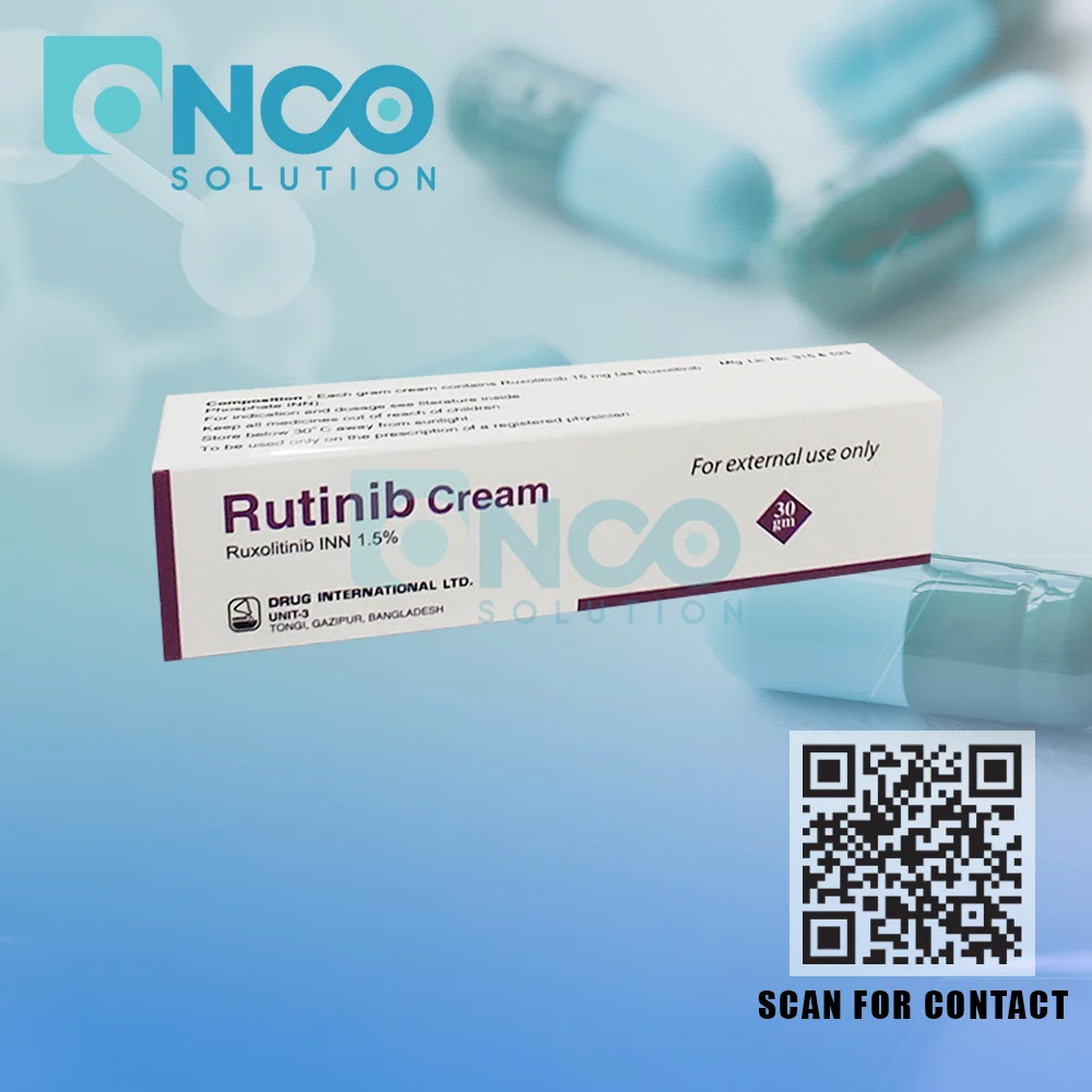 Rutinib Cream (Ruxolitinib 1.5%) - Topical treatment for skin conditions by Drug International Ltd., supplied by Onco Solution.