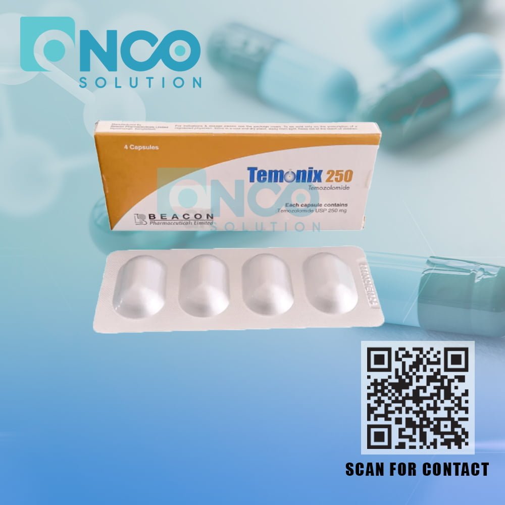 Temonix 250 MG (Temozolomide) Capsules - Brain cancer treatment by Beacon Pharmaceuticals Ltd., supplied by Onco Solution.