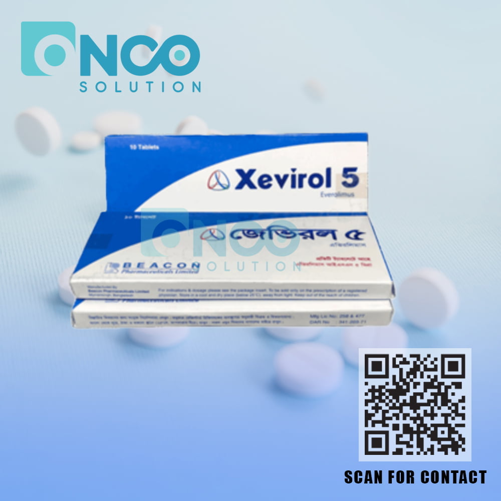 Xevirol 5 MG (Everolimus) Tablets - Targeted therapy for cancer treatment by Beacon Pharmaceuticals, available from Onco Solution.