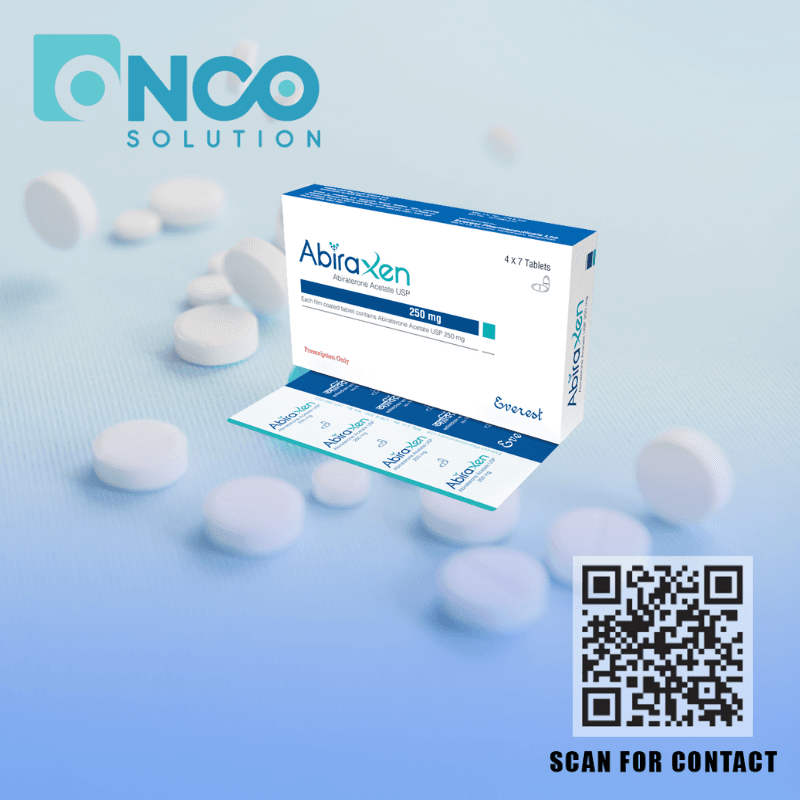 Abiraxen 250 mg Abiraterone Acetate Tablets for prostate cancer by Everest Pharmaceuticals, supplied by Onco Solution.