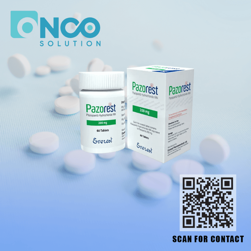 Box of Pazorest 200 mg (Pazopanib) Tablets by Everest Pharmaceuticals Ltd